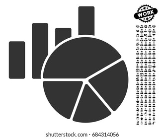 Charts icon with black bonus men pictograph collection. Charts vector illustration style is a flat gray iconic symbol for web design, app user interfaces.