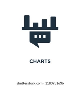 Charts icon. Black filled vector illustration. Charts symbol on white background. Can be used in web and mobile.