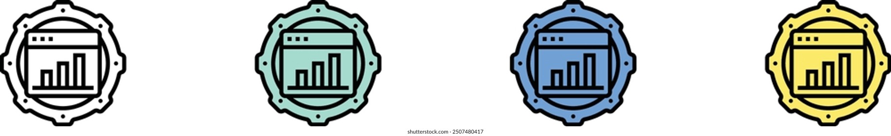 charts icon. Outline, Green, Blue and Yellow Style Design Isolated On White Background