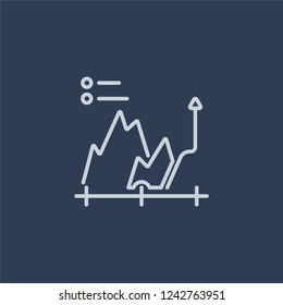 Charts icon. Trendy flat vector line Charts icon on dark blue background from Business and analytics collection. 