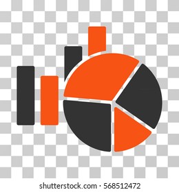 Charts icon. Vector illustration style is flat iconic bicolor symbol, orange and gray colors, transparent background. Designed for web and software interfaces.