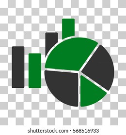 Charts icon. Vector illustration style is flat iconic bicolor symbol, green and gray colors, transparent background. Designed for web and software interfaces.