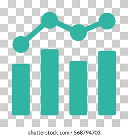 Charts icon. Vector illustration style is flat iconic symbol, cyan color, transparent background. Designed for web and software interfaces.