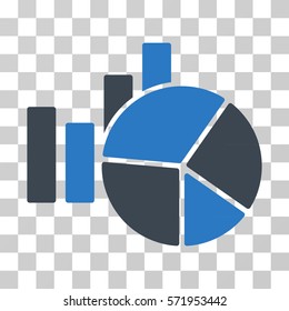 Charts icon. Vector illustration style is flat iconic bicolor symbol, smooth blue colors, transparent background. Designed for web and software interfaces.