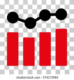 Charts icon. Vector illustration style is flat iconic bicolor symbol, intensive red and black colors, transparent background. Designed for web and software interfaces.