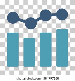 Charts icon. Vector illustration style is flat iconic bicolor symbol, cyan and blue colors, transparent background. Designed for web and software interfaces.