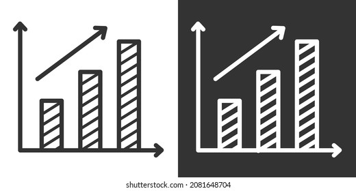 Ordnet das Bild und die Illustration des Symbolbilds auf. Statistische Kurve mit Pfeil wachsender Tendenz.