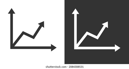 Charts up Icon Vector Image and Illustration. Statistic curve with arrow growing up.