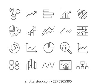 Iconos de gráficos - Línea vectorial. Stroke editable.