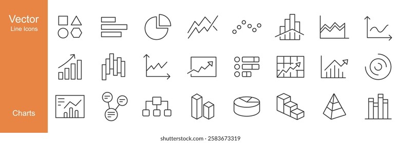 Charts Icons - Vector Line. Editable Stroke.