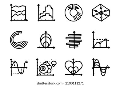 Charts line vector doodle simple icon set