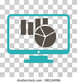 Charts Monitoring icon. Vector illustration style is flat iconic bicolor symbol, grey and cyan colors, transparent background. Designed for web and software interfaces.
