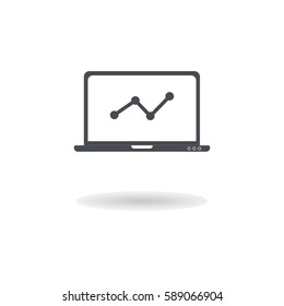 Charts on laptop screen icon illustration isolated vector sign symbol