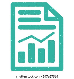 Charts Page grainy textured icon for overlay watermark stamps. Flat symbol with dust texture. Dotted vector cyan ink rubber seal stamp with grunge design on a white background.