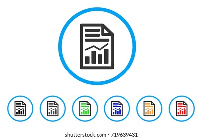 Charts Page rounded icon. Style is a flat charts page grey symbol inside light blue circle with black, gray, green, blue, red, orange versions. Vector designed for web and software interfaces.