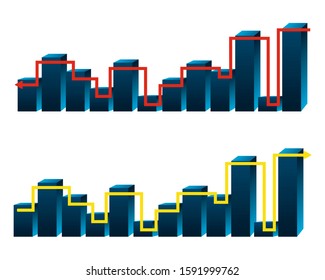 Charts of sales growth and decline