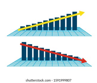 Charts of sales growth and decline