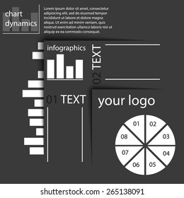 Charts and shadows and place for your text. interactive infographic
