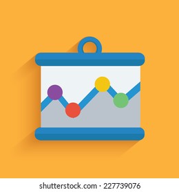 Charts symbol on yellow background,clean vector