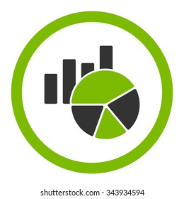 Charts vector icon. Style is bicolor flat rounded symbol, eco green and gray colors, rounded angles, white background.