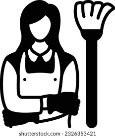 charwoman concept, maidservant vector icon design, Housekeeping symbol, Office caretaker sign, porter or cleanser equipment stock illustration