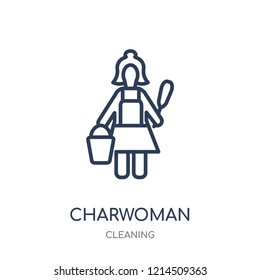 Charwoman icon. Charwoman linear symbol design from Cleaning collection. Simple outline element vector illustration on white background.