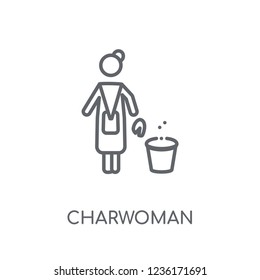 Charwoman linear icon. Modern outline Charwoman logo concept on white background from cleaning collection. Suitable for use on web apps, mobile apps and print media.