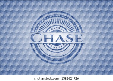Chase blue emblem with geometric background. Vector Illustration. Detailed.