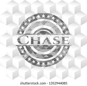 Chase grey emblem. Vintage with geometric cube white background