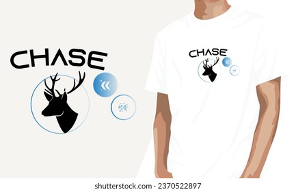 chase text with black deer silhouette t-shirt design, ready to print