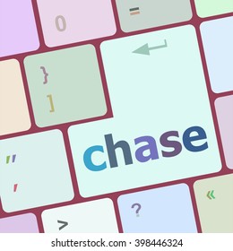 chase word on keyboard key, notebook computer button vector illustration