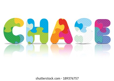 CHASE written with alphabet puzzle - vector illustration