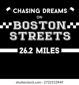 Persiguiendo sueños en las calles de Boston – 26.2 Millas Maratón Tipografía Diseño