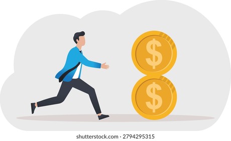 Chasing Financial Gain Concept Running After Money and Success