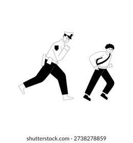 Chasing A Fleeing Suspect Vector illustration. EPS 10 file			