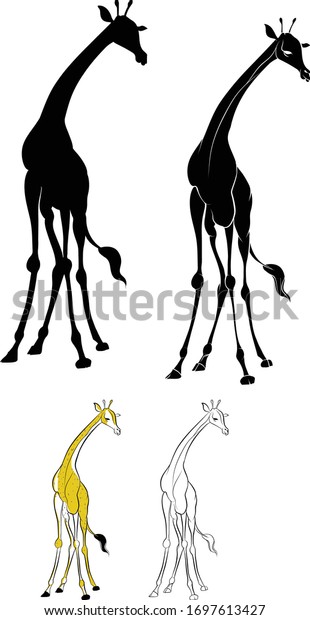ハーブ 背の高い動物 大きな動物 ロゴを作るための簡単なシルエット のベクター画像素材 ロイヤリティフリー