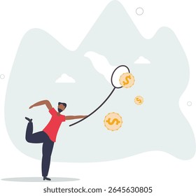 Buscando fundos mútuos ativos de alto desempenho, comprando ações ou fundos em alta, pegando ou pegando ETFs quentes conceito. vida de personagem .