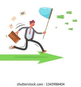 Chasing ideas. Chasing money. Businessman. Modern vector illustration - Vector illustration