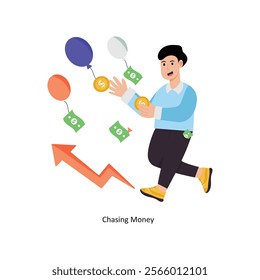 Chasing Money  concept vector illustration. Inflation isolated On white Background.          