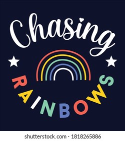 chasing rainbow, graphic tees vector designs and other uses