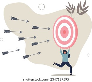 Chasing for target achievement, guidance or control to reach goal, competition or challenge to success, aiming or motivation concept.flat vector illustration.