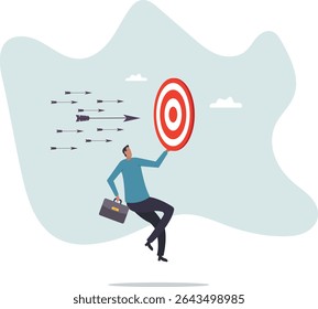 Chasing for target achievement, guidance or control to reach goal, competition or challenge to success, aiming or motivation.character for design.