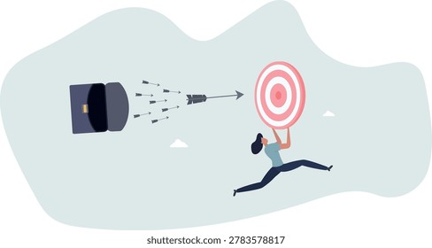 Chasing for target achievement, guidance or control to reach goal, competition or challenge to success, aiming or motivation concept.life situation and activities.