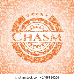 Chasm abstract orange mosaic emblem
