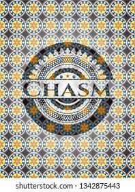 Chasm arabic style badge. Arabesque decoration.