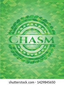 Chasm green emblem with mosaic background. Vector Illustration. Detailed.