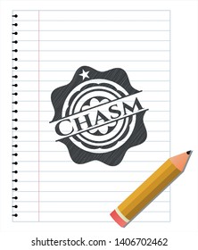 Chasm pencil emblem. Vector Illustration. Detailed.