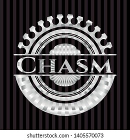 Chasm silver emblem or badge. Vector Illustration. Mosaic.