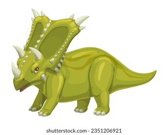 Chasmosaurus dinosaur funny cartoon character. Jurassic era dinosaur, paleontology lizard or extinct Chasmosaurus reptile vector character. Prehistoric animal cheerful mascot or childish personage