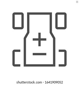 Chassis or base structure vector icon. Also called platform or skateboard. Body part for automotive production industry of hybrid, electric vehicle (EV). Built in lithium battery module pack. 48x48 px